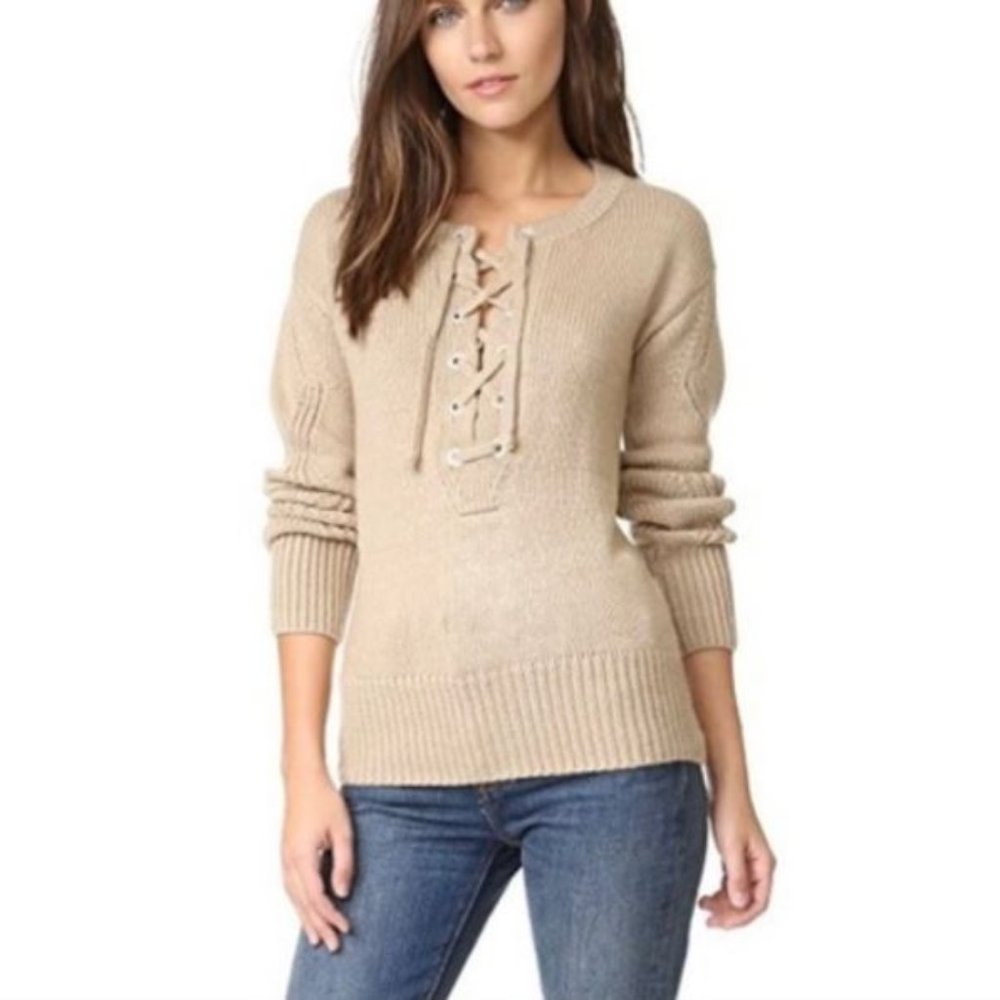 Capulet Brighton Henley Lace Up Sweater Pebble Med